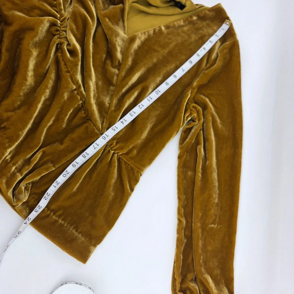 J. Crew Velvet Peplum Top 14 Gold V-Neck‎ Long Sleeve Luxe Boho Eclectic